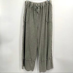 Three Bird Nest Tie Waist Pants Size 1X  Gray NWT